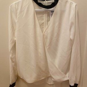 Women's blouse with faux leather choker
